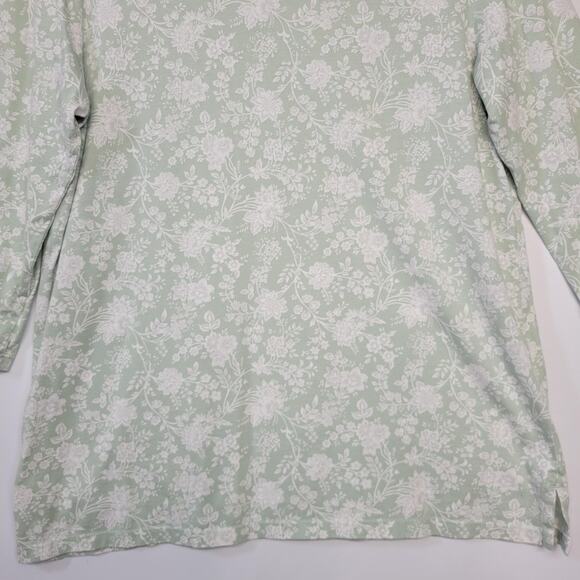 Lands End Shirt Womens Small Green Floral 3/4 Sleeve Cotton Tunic Top Cottage - Picture 4 of 13